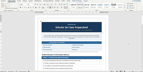 Checklist do Estudo de Caso Impecável
